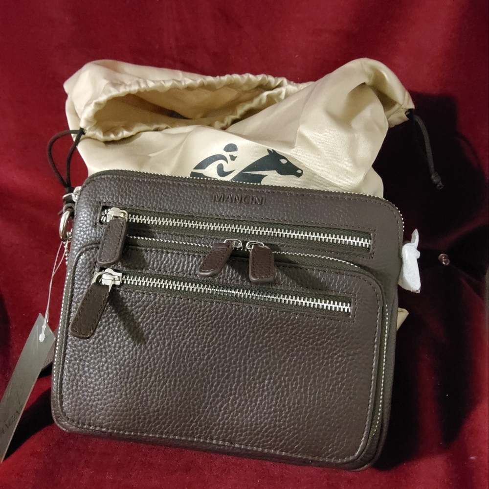 Mancini Valerie Leather Crossbody Bag, Chocolate
